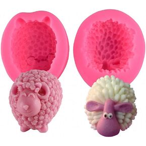 3D Sheep Shape Silicone Chocolate Mold DIY Goat Candy Fondant Molds Handmade Soap Candle Cake Decorating Mould (Set of 2)