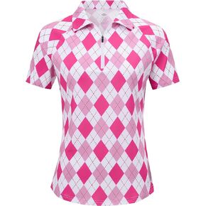 MoFiz Women's UPF 50+ Short Sleeve Golf Tennis Polo Shirt Zip Up Cooling Bowling Shirt Quick Dry Workout Active T-Shirt