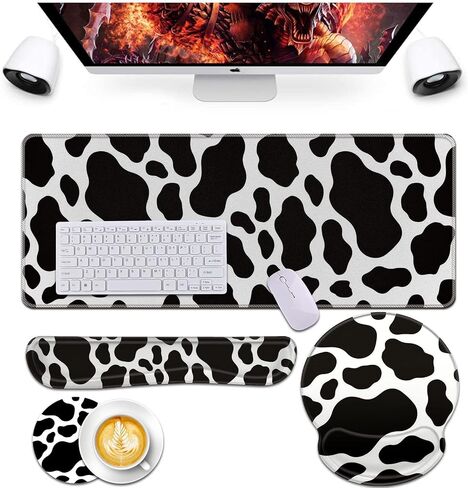 Keyboard Wrist Rest and Mouse Pad Wrist Support Set,Ergonomic Memory Foam Wrist Pad & Non Slip Base for Home Office Working Studying Easy Typing,Pain Relief,White Gold Marble in Saudi Arabia