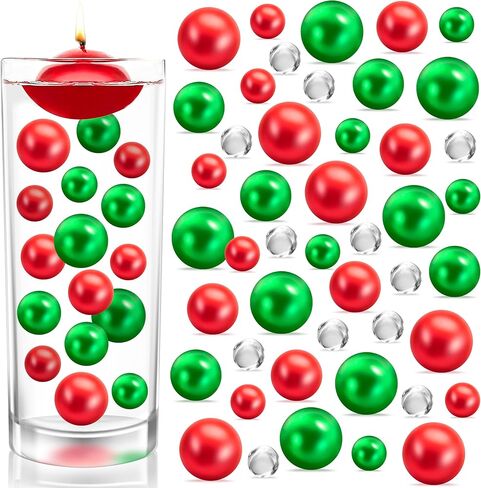 BYMORE 10000+ مجموعة حشو المزهرية العائمة DIY، حشو مزهرية عيد الميلاد، بما في ذلك 10000 قطعة من خرز جل الماء، 120 قطعة من اللؤلؤ الأحمر والأبيض لديكورات حفلات عيد الميلاد in Kuwait