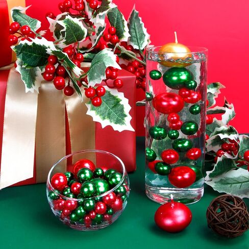 BYMORE 10000+ مجموعة حشو المزهرية العائمة DIY، حشو مزهرية عيد الميلاد، بما في ذلك 10000 قطعة من خرز جل الماء، 120 قطعة من اللؤلؤ الأحمر والأبيض لديكورات حفلات عيد الميلاد in Kuwait