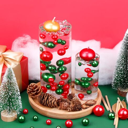 BYMORE 10000+ مجموعة حشو المزهرية العائمة DIY، حشو مزهرية عيد الميلاد، بما في ذلك 10000 قطعة من خرز جل الماء، 120 قطعة من اللؤلؤ الأحمر والأبيض لديكورات حفلات عيد الميلاد in Kuwait