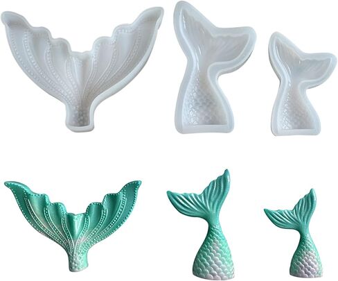 3 قطع قالب سيليكون ذيل حورية البحر، قوالب فوندان ثلاثية الأبعاد، قالب صب راتنجات الإيبوكسي الكريستالي، قالب صابون على شكل سمكة، أداة خبز لتزيين الكيك، صناعة السكر والشوكولاتة in Kuwait
