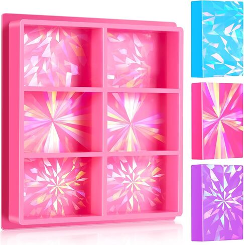 Holographic Silicone Soap Molds Holographic Silicone Mold Soap Molds for Soap Making 6 Cavities Rectangle Silicone Soap Mold Handmade Soap Making Kit for Homemade Craft Soap Mold (Pink) in Saudi Arabia