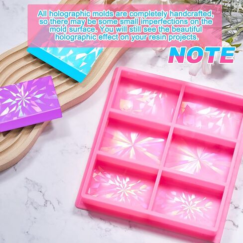 Holographic Silicone Soap Molds Holographic Silicone Mold Soap Molds for Soap Making 6 Cavities Rectangle Silicone Soap Mold Handmade Soap Making Kit for Homemade Craft Soap Mold (Pink) in Saudi Arabia