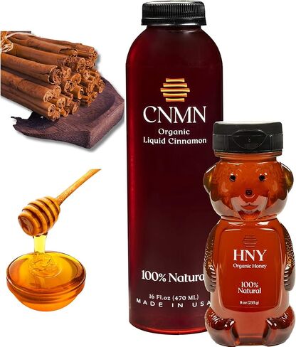Liquid Cinnamon Honey Blend (Made in USA) — Natural Cough Syrup to Boost Immunity, Relieve Cold, Cough, Flu & Sore Throat — Ceylon Cinnamon (16 oz) and Honey (8 oz) for Kids and Adults by True Vine in Kuwait