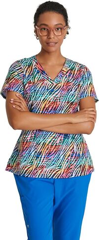 BARCO One Printed Scrub Top for Women - V-Neck Medical Top, Eco-Friendly Fabric, 4-Way Stretch Women's Scrub Top in Saudi Arabia