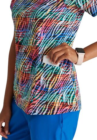 BARCO One Printed Scrub Top for Women - V-Neck Medical Top, Eco-Friendly Fabric, 4-Way Stretch Women's Scrub Top in Saudi Arabia