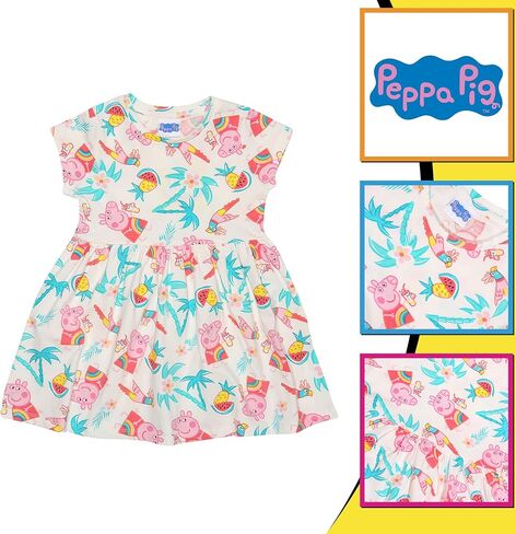فستان Peppa Pig Flamingo، للفتيات الصغيرات، متعدد الألوان، بضائع رسمية in Kuwait