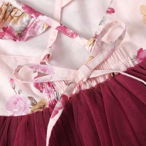 Flofallzique Baby Girls Dress Toddler Tutu Infant Floral Sundress Tulle Wedding Dress (6 Years, Wine) in Saudi Arabia