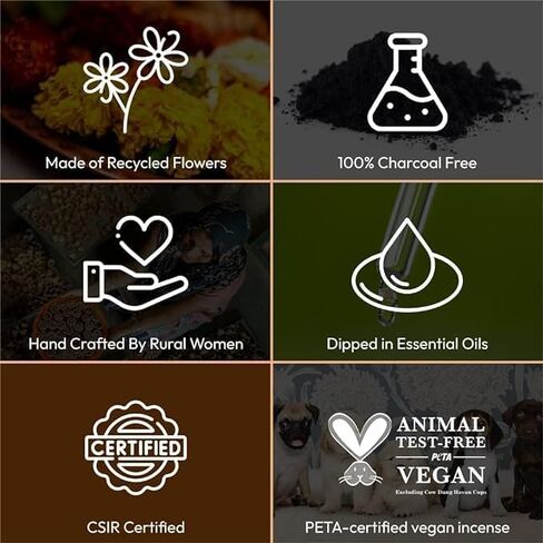 Premium Incense Sticks | Natural Indian Agarbatti | 180 Sticks | Pack of 6 Fragrances | Charcoal-Free | Low-Smoke | Long Lasting Fragrance Sticks in Saudi Arabia