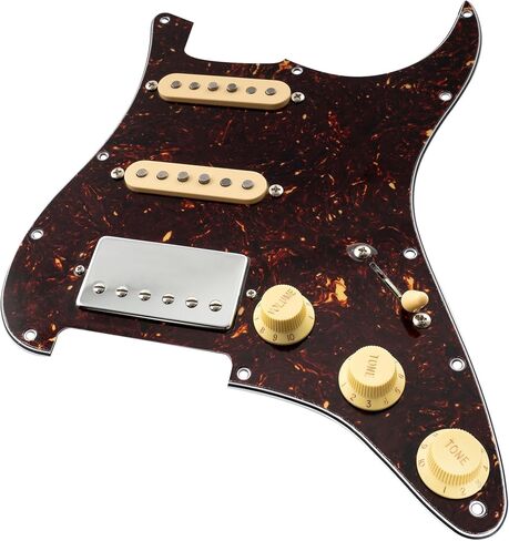 Musiclily Pro HSS Pre-wired Pickguard ST Guitar Loaded Pickguard with Artec Alnico 5 Single Coil Humbucker Pickups for American/Mexico Squier Strat Style Electric Guitar, 3ply Aged White in Saudi Arabia