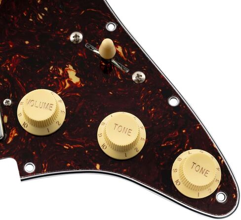 Musiclily Pro HSS Pre-wired Pickguard ST Guitar Loaded Pickguard with Artec Alnico 5 Single Coil Humbucker Pickups for American/Mexico Squier Strat Style Electric Guitar, 3ply Aged White in Saudi Arabia