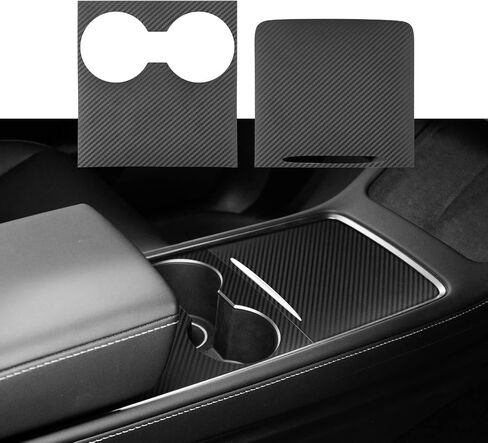 Motrobe Tesla Model Y Model 3 Center Console Wrap Cover Kit Matte Carbon Fiber Interior Decoration Wrap - 2021-2024 Model Y & 2021-2023 Model 3 Accessories in Saudi Arabia