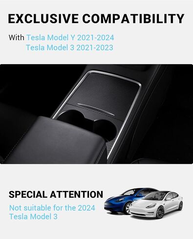 Motrobe Tesla Model Y Model 3 Center Console Wrap Cover Kit Matte Carbon Fiber Interior Decoration Wrap - 2021-2024 Model Y & 2021-2023 Model 3 Accessories in Saudi Arabia