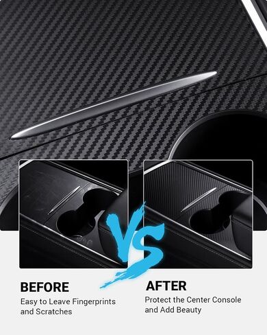 Motrobe Tesla Model Y Model 3 Center Console Wrap Cover Kit Matte Carbon Fiber Interior Decoration Wrap - 2021-2024 Model Y & 2021-2023 Model 3 Accessories in Saudi Arabia