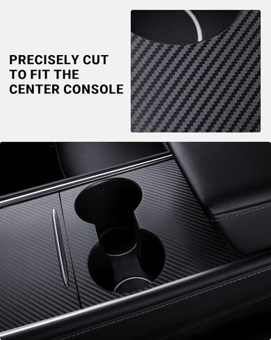 Motrobe Tesla Model Y Model 3 Center Console Wrap Cover Kit Matte Carbon Fiber Interior Decoration Wrap - 2021-2024 Model Y & 2021-2023 Model 3 Accessories in Saudi Arabia