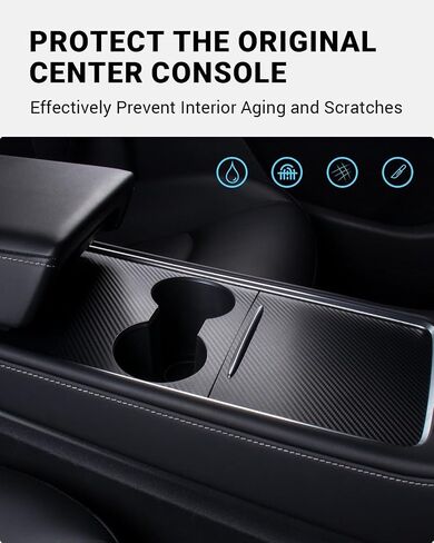 Motrobe Tesla Model Y Model 3 Center Console Wrap Cover Kit Matte Carbon Fiber Interior Decoration Wrap - 2021-2024 Model Y & 2021-2023 Model 3 Accessories in Saudi Arabia