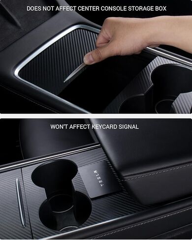 Motrobe Tesla Model Y Model 3 Center Console Wrap Cover Kit Matte Carbon Fiber Interior Decoration Wrap - 2021-2024 Model Y & 2021-2023 Model 3 Accessories in Saudi Arabia