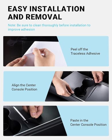 Motrobe Tesla Model Y Model 3 Center Console Wrap Cover Kit Matte Carbon Fiber Interior Decoration Wrap - 2021-2024 Model Y & 2021-2023 Model 3 Accessories in Saudi Arabia