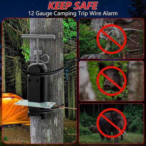 منبه للرحلة المحيطية، سلك إنذار للتخييم بقياس 12، آمن للتخييم، ملحقات نظام أمان للإنذار المبكر للتخييم وسلامة الممتلكات/رادع الدب (أسود) in Kuwait