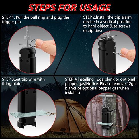 منبه للرحلة المحيطية، سلك إنذار للتخييم بقياس 12، آمن للتخييم، ملحقات نظام أمان للإنذار المبكر للتخييم وسلامة الممتلكات/رادع الدب (أسود) in Kuwait