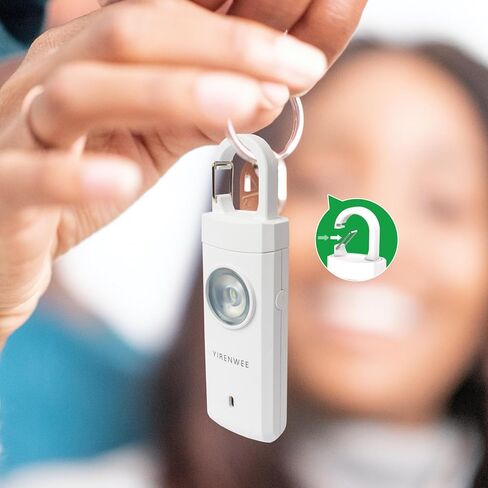 منبه شخصي بسلسلة مفاتيح بقوة 130 ديسيبل، مع وظائف ستروب ومصباح يدوي في جهاز واحد، مناسب للنساء والأطفال وكبار السن (وردي) in Kuwait