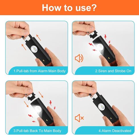 منبه شخصي بسلسلة مفاتيح بقوة 130 ديسيبل، مع وظائف ستروب ومصباح يدوي في جهاز واحد، مناسب للنساء والأطفال وكبار السن (وردي) in Kuwait
