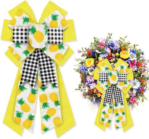 Hying Large Summer Bows for Wreath, Spring Summer Wreath Bows Green Stripes Bows Pink Burlap Bow Flamingo Farmhouse Craft Bows for Front Door Summer Birthday Party Decorations Supplies in Saudi Arabia