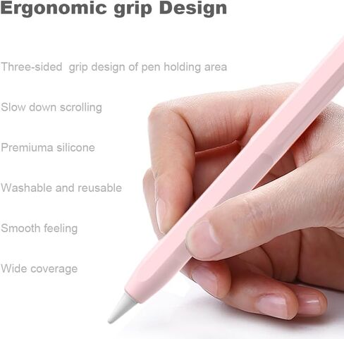 Grip Cover for Apple Pencil Pro/ 2nd Generation/USB-C, Apple Pen 2 Gen Case Sleeve for iPad Pencil 2 Supports Wireless Charging (Black) in Saudi Arabia