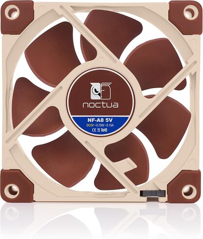 Noctua NF-A8 5V، مروحة هادئة ممتازة مع كابل محول طاقة USB، 3 دبابيس، إصدار 5 فولت (80 ملم، بني) in Saudi Arabia
