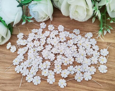 HukDok Mini Flowers with Thread Stem Mulberry Paper Flower Embellishment Card Craft Supplies Scrapbooking DIY Card Crafts Projects. (Purple Tone) in Saudi Arabia