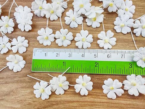 HukDok Mini Flowers with Thread Stem Mulberry Paper Flower Embellishment Card Craft Supplies Scrapbooking DIY Card Crafts Projects. (Purple Tone) in Saudi Arabia