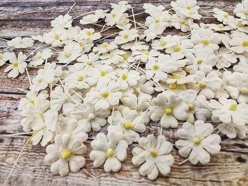 HukDok Mini Flowers with Thread Stem Mulberry Paper Flower Embellishment Card Craft Supplies Scrapbooking DIY Card Crafts Projects. (Purple Tone) in Saudi Arabia
