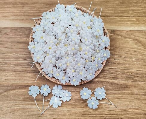HukDok Mini Flowers with Thread Stem Mulberry Paper Flower Embellishment Card Craft Supplies Scrapbooking DIY Card Crafts Projects. (Purple Tone) in Saudi Arabia