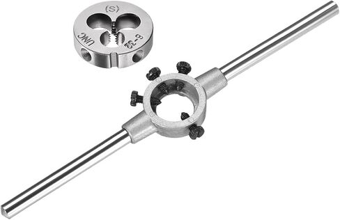 uxcell Round Die Stock Handle Wrench Holder 20mmx7mm M4-M6 Metric & Metric Round Die 6#-32 UNC 0.8" OD Machine Thread Right Hand Threading Die in Saudi Arabia