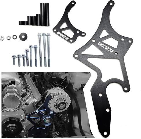 LS محرك اعوج قوس المولد وتحويل مضخة التوجيه السلطة لشفروليه LS1 LS2 LS3 LS6 LS7 محركات، 4.8L، 5.3L، 6.0L، 6.0L، 6.2L شاحنة ومحركات سيارات الدفع الرباعي (أسود) in Kuwait