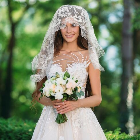 Chapel Veil Floral Lace Head Cover Catholic Mass Face Covering Soft Scarf Mantilla Veils for Women Church (White) in Saudi Arabia
