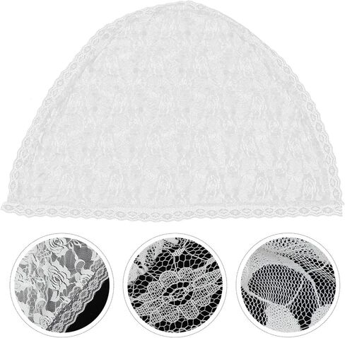 Chapel Veil Floral Lace Head Cover Catholic Mass Face Covering Soft Scarf Mantilla Veils for Women Church (White) in Saudi Arabia