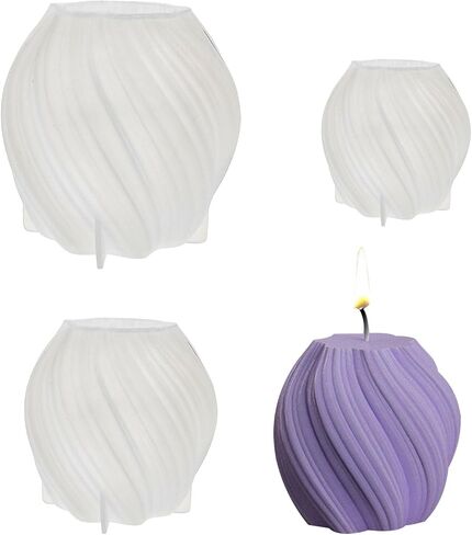 3 Pack Wave Candle Mold Multiple Size Ball Shape Candle Mold Cylinder Candle Mold Irregular Wave Twisted Silicone Molds Geometric Pillar Candle Mold for Candle Home Decorate Mold Candle Making Mold in Saudi Arabia