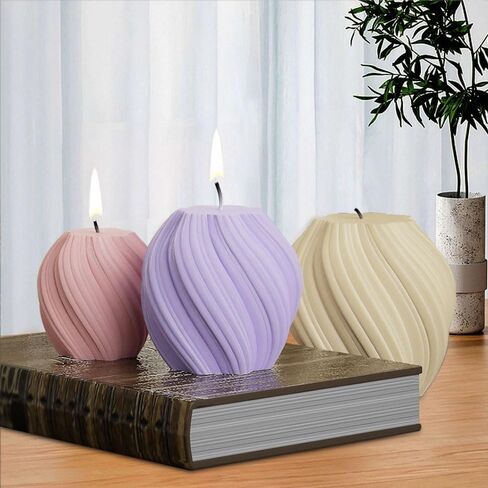 3 Pack Wave Candle Mold Multiple Size Ball Shape Candle Mold Cylinder Candle Mold Irregular Wave Twisted Silicone Molds Geometric Pillar Candle Mold for Candle Home Decorate Mold Candle Making Mold in Saudi Arabia