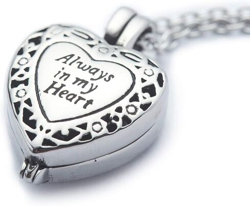 Always in My Heart Cremation Jewelry Urn Necklace for Ashes Stainless Steel Small Gold Cylinder Ashes Holder Keepsake Pendant Waterproof Memorial Gift Urns for Human Pet Ashes in Saudi Arabia