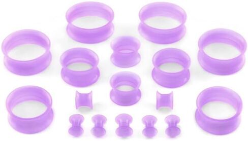 Pair 5/8" (16MM) PURPLE SILICONE EARSKIN TUNNELS Double Flare Gauges Super Ultra Thin Soft Flexible Flesh Plugs (2pcs) in Saudi Arabia