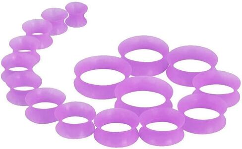Pair 5/8" (16MM) PURPLE SILICONE EARSKIN TUNNELS Double Flare Gauges Super Ultra Thin Soft Flexible Flesh Plugs (2pcs) in Saudi Arabia