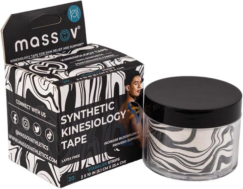100% Synthetic Kinesiology Tape - 20 10" Precut Strips - Muscle, Knee, Shoulder Support in Saudi Arabia