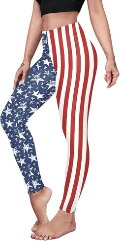 Women's American Flag Leggings USA 4th of July Patriotic Stripes High Waist Soft Stretchy Yoga Pants in Saudi Arabia
