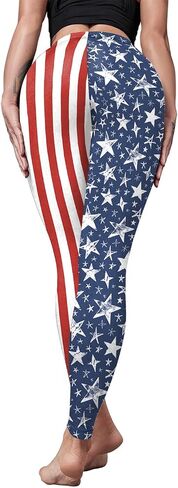 Women's American Flag Leggings USA 4th of July Patriotic Stripes High Waist Soft Stretchy Yoga Pants in Saudi Arabia
