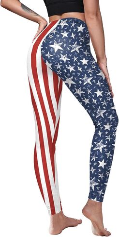 Women's American Flag Leggings USA 4th of July Patriotic Stripes High Waist Soft Stretchy Yoga Pants in Saudi Arabia
