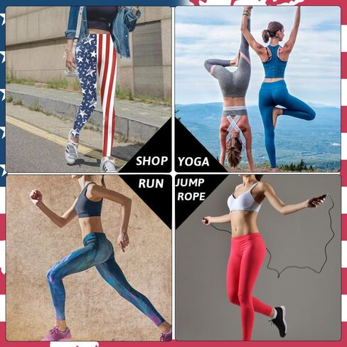 Women's American Flag Leggings USA 4th of July Patriotic Stripes High Waist Soft Stretchy Yoga Pants in Saudi Arabia