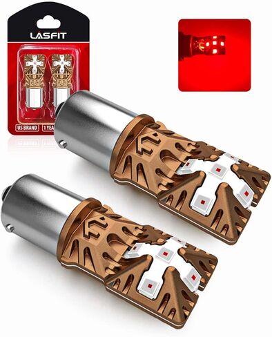 مصابيح LASFIT Red 1157 2057 2357 7528 BAY15D LED خالية من القطبية، مصابيح LED عالية الطاقة فائقة السطوع، تستخدم لإضاءة ذيل الفرامل، أضواء إشارة الانعطاف، رائعة (عبوة من 2) in Kuwait